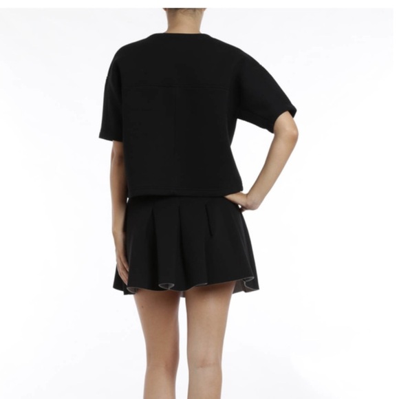 ALEXANDER WANG Black Neoprene Box Pleated Short Length Mini Skirt Small - Picture 6 of 15